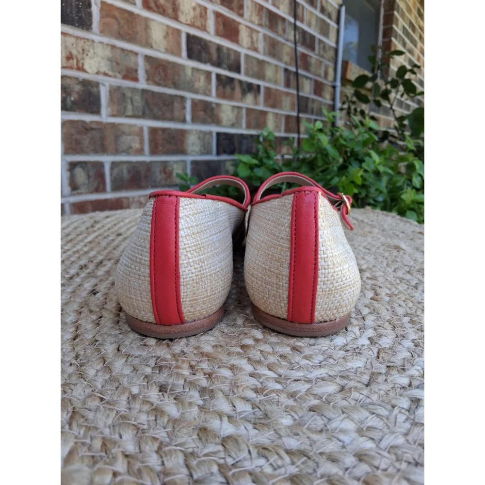 Antonio Melani Ruth Raffia Mary Jane Flats & Loafers Size 9 Beige Red EUC - Picture 5 of 11